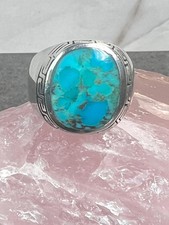 Men's Turquoise Ring, Sterling Silver Turquoise Stone Ring, Gemstone Ring