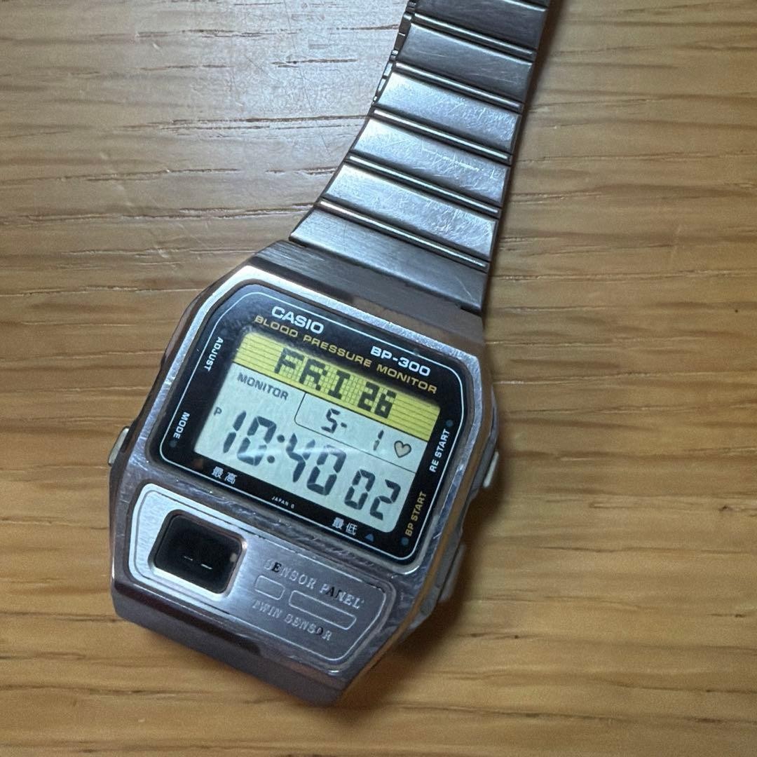 Casio BP300 Digital Wristwatch Vintage Timepiece Silver Condition Used