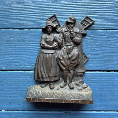 Dutch Man & Woman Windmill Cast Iron SINGLE Bookend Verona #685