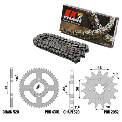 SUZUKI LT E- (4 Wheels) 300 1987-1989 Ketten Kettenräder 520 PBR EK2150G
