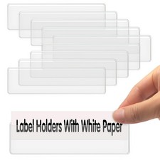 Self Adhesive Label Holders, 100 Pack Adhesive Shelf Tag Shelf Label Holder C...