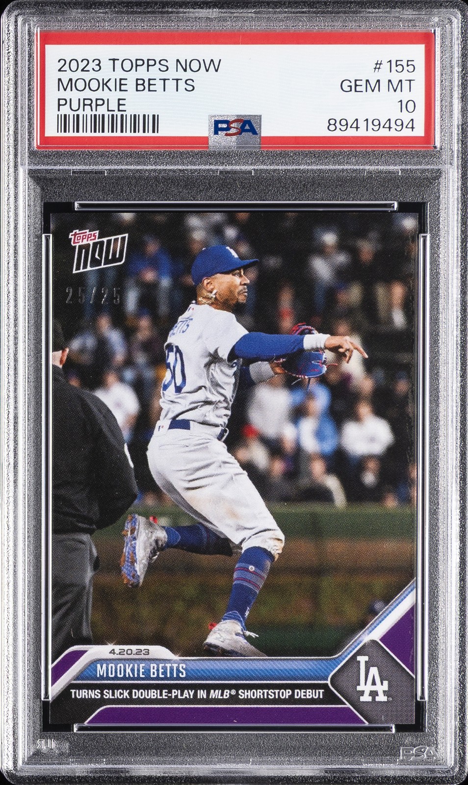 2023 TOPPS NOW PURPLE #155 MOOKIE BETTS 25/25 PSA 10