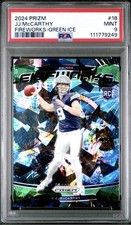 J J McCarthy 2024 Prizm Fireworks Green Ice RC PSA 9 MINT