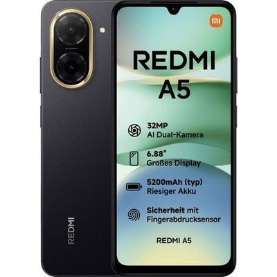 Xiaomi Redmi A5 64 GB Midnight Black Dual SIM Smartphone Handy Mobiltelefon