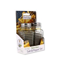 Salt And Pepper Pots/ Shakers-Retro glass-Set of 2 by Fig & Olive - FREE POSTAGE