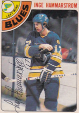 INGE HAMMARSTROM Authentic Signed Autograph 1978 OPC St. Louis Blues Hockey Card