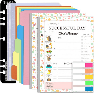 A5 Planner Inserts Daily Planner to Do List Refills, 90 Sheet 180 Page 6-Hole Su
