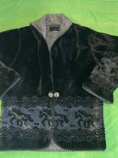 16 Vintage Bear Ridge Outfitters Faux Fur Coat Black Horse L USA Made