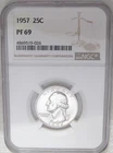 1957 Washington Quarter NGC PF69 = A Bright SILVERY 25c BOOK VALUE = $150