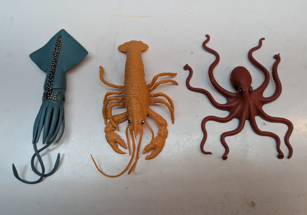 エリオット　レドラプラスチック　LEDRAPLASTIC ソフビ　アメトイ LOT OF 3 Sea Creatures Vintage Plastic Lobster Squid Octopus