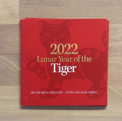 2022 Lunar Year of the Tiger Tetradecagon UNC 50c Cents Coin in Card Red Folder
