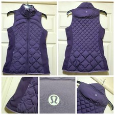 Lululemon Vest Womens 8 Purple Down For A Run Quilted Puffer Running Zip Pockets