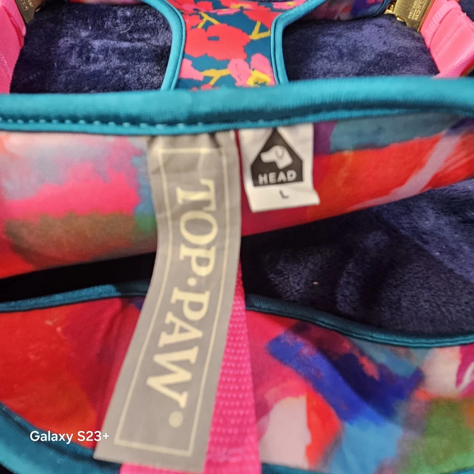 Top Paw Dog soft harness reversible leash floral pattern pink & teal size large - Image 2 of 4