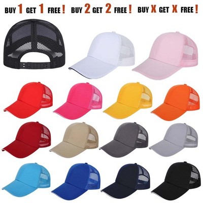 Baseball Cap Cotton Trucker Mesh Hat Snapback Adjustable Polo Style Visor Unisex
