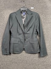 GAP Blazer Womens 4 Charcoal Gray Fitted 2 Button Cotton Lined Career Jacket