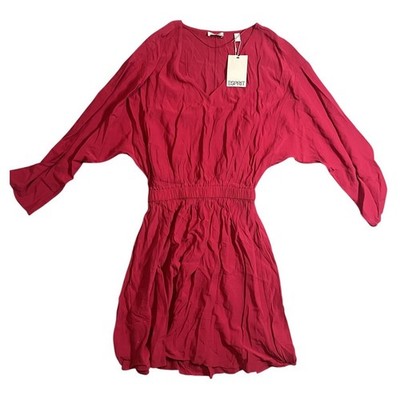 Esprit Women's Raspberry Pink V-Neck Elastic Waist Batwing Sleeve Dress Size 6