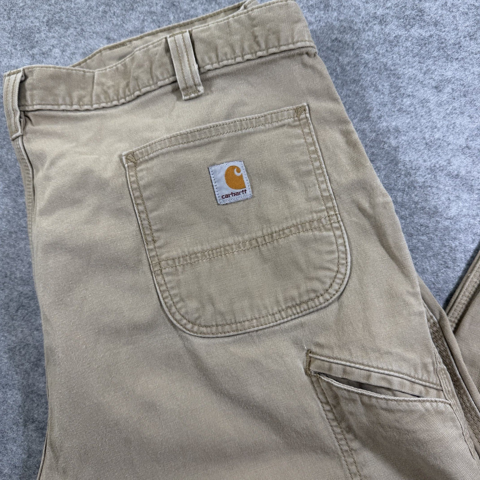 Carhartt Workwear Pants Mens 44x32 Khaki Canvas Ripstop Relaxed Fit Stretch thumbnail 9