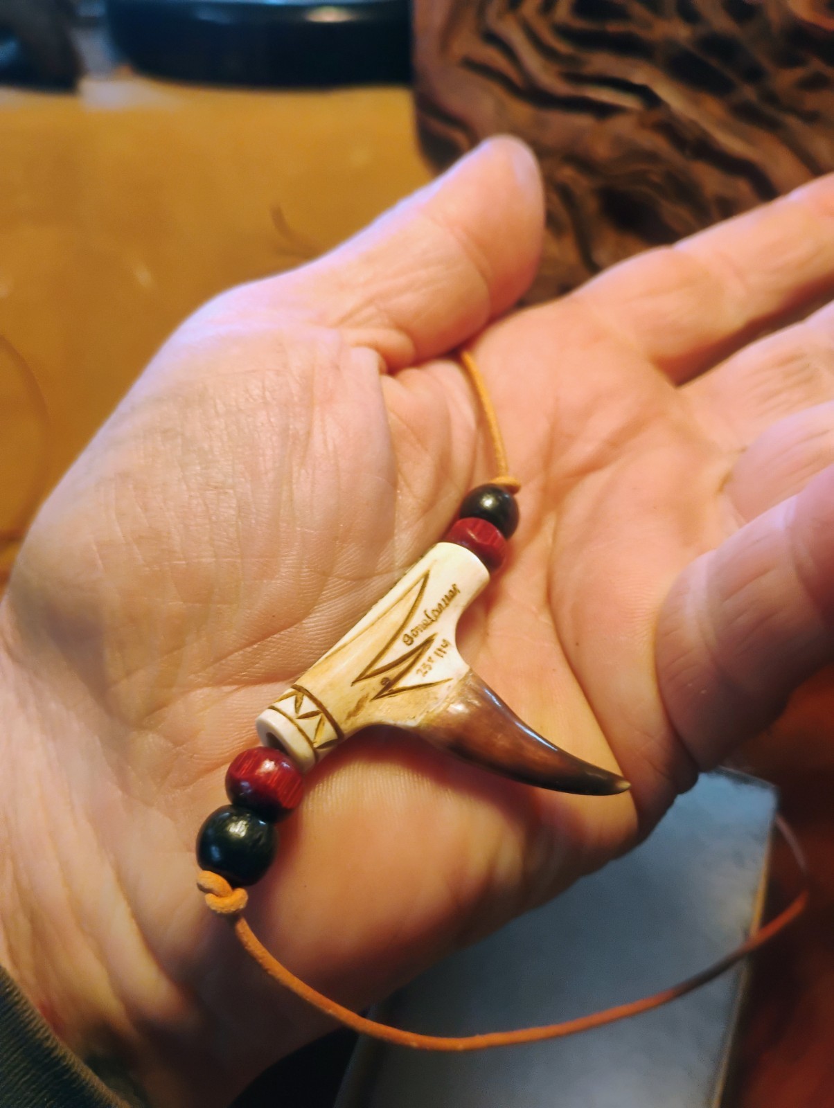 Trophy Carved Wild Turkey Spur Necklace NWTF Spurs Turkeys Plus Feather Pendant