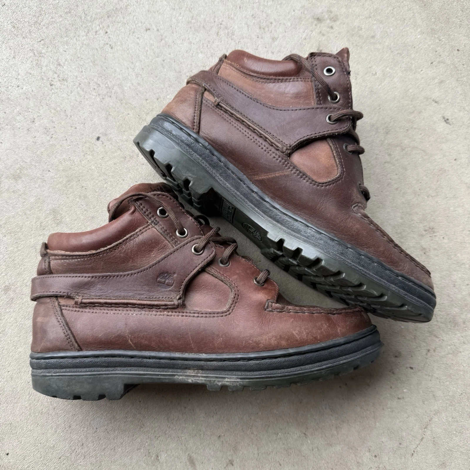 Stivali da trekking Timberland in pelle marrone Goretex impermeabili moc chukka donna taglia 8 M