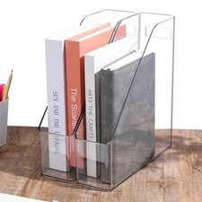 MAQUITA Magazine Holder, 2 Pack Acrylic File ,A4 Vertical Organizer with Handle