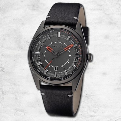 Regent Leder Herren Uhr Armbanduhr Quarz schwarz Lederarmband URBA764