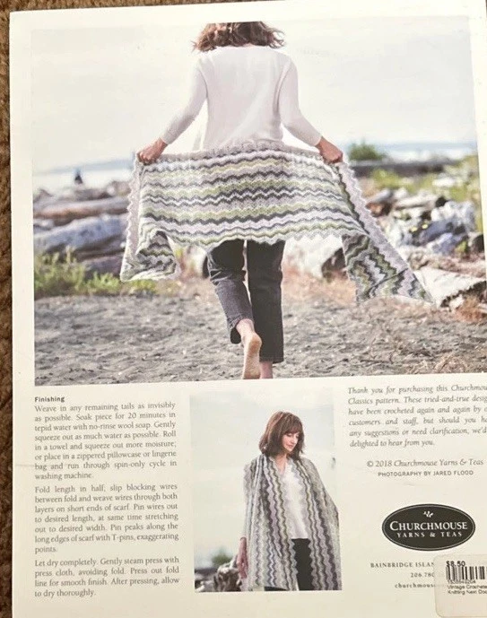 Churchmouse Classics Vintage Crocheted Wrap And Scarf Pattern - Image 2 of 2