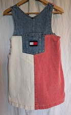 Jeans Kleid Tommy Hilfiger Ärmellos Blau Weiß Rot Gr. 164 - 100% Baumwolle