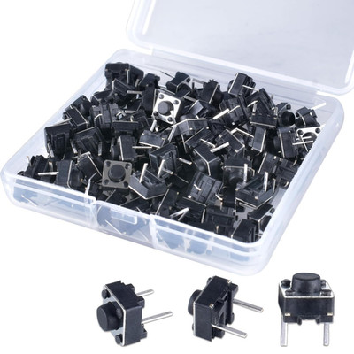 Pushbutton Switches 2 Pin Plastic Box 6x6x5mm 100 Pcs Momentary Control