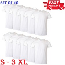 10-Pack Hanes Men's White Crew T-Shirt Super Value Cotton Size S-3XL