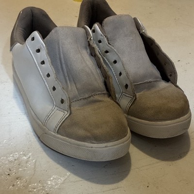 SODA White Gray Silver Low Top Lace-Up Sneakers Faux Suede Standard Women s