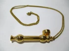 NEW Vintage 1970's  Pipe One Hitter Headshop 24" Necklace Gold Color 2"