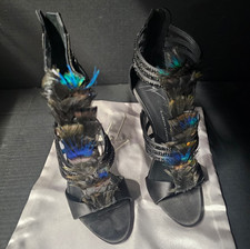 Sandalias Giuseppe Zanotti "Pluma" Cristal Adornado Negro Satinado Talla EU 39