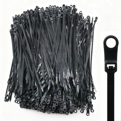 QYIMLI 400pcs Zip Tie with Screw Hole, 8 inch Automotive Wire Self Locking Black