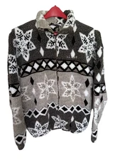 Vintage 90s Arctic Image Alaska Fleece Jacket Adult Large Cozy Fair Isle