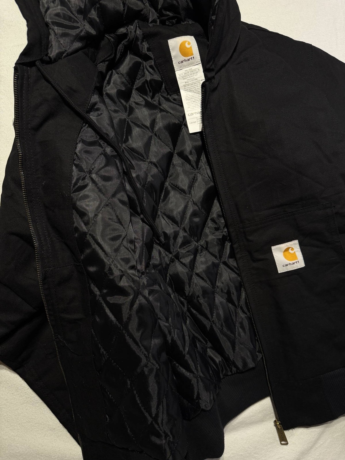 Carhartt Black Canvas Zip Up Workwear Quilted Lined Jacket Small Reworked image 10