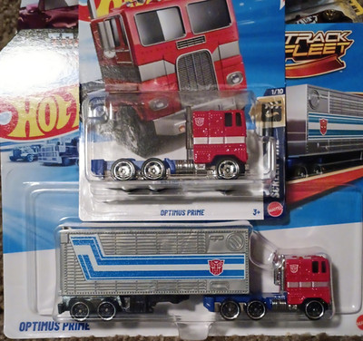 Hot Wheels Track Fleet Optimus Prime Transformers 1:64 Diecast Truck Red Blue