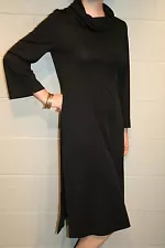 S Vtg 70s Knit A-Line Dress MOD Cowl Neck Bell Sleeve Split Hem California Girl