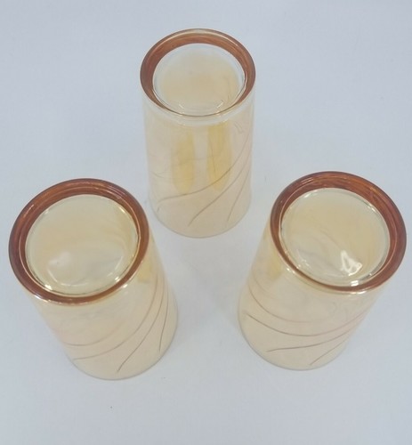 Vintage Jeannette Iridescent Marigold Floragold Glass Tumblers 5" Lot Of 3 - Picture 4 of 7