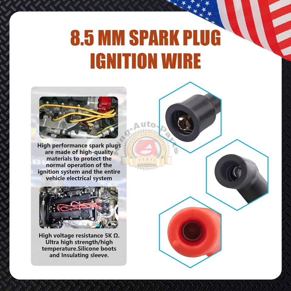 8.5mm Spark Plug Wire Set For Chevrolet GMC SBC BBC Replacement for 262 267 Foto 2 de 4