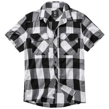 Image of Brandit Half Sleeve Check Shirt Holidays Trip Casual Urbanwear Mens White/Black
