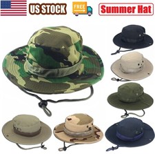 Boonie Bucket Hats Cap Cotton Fishing Hunting Mesh Summer Military Men Sun Brim