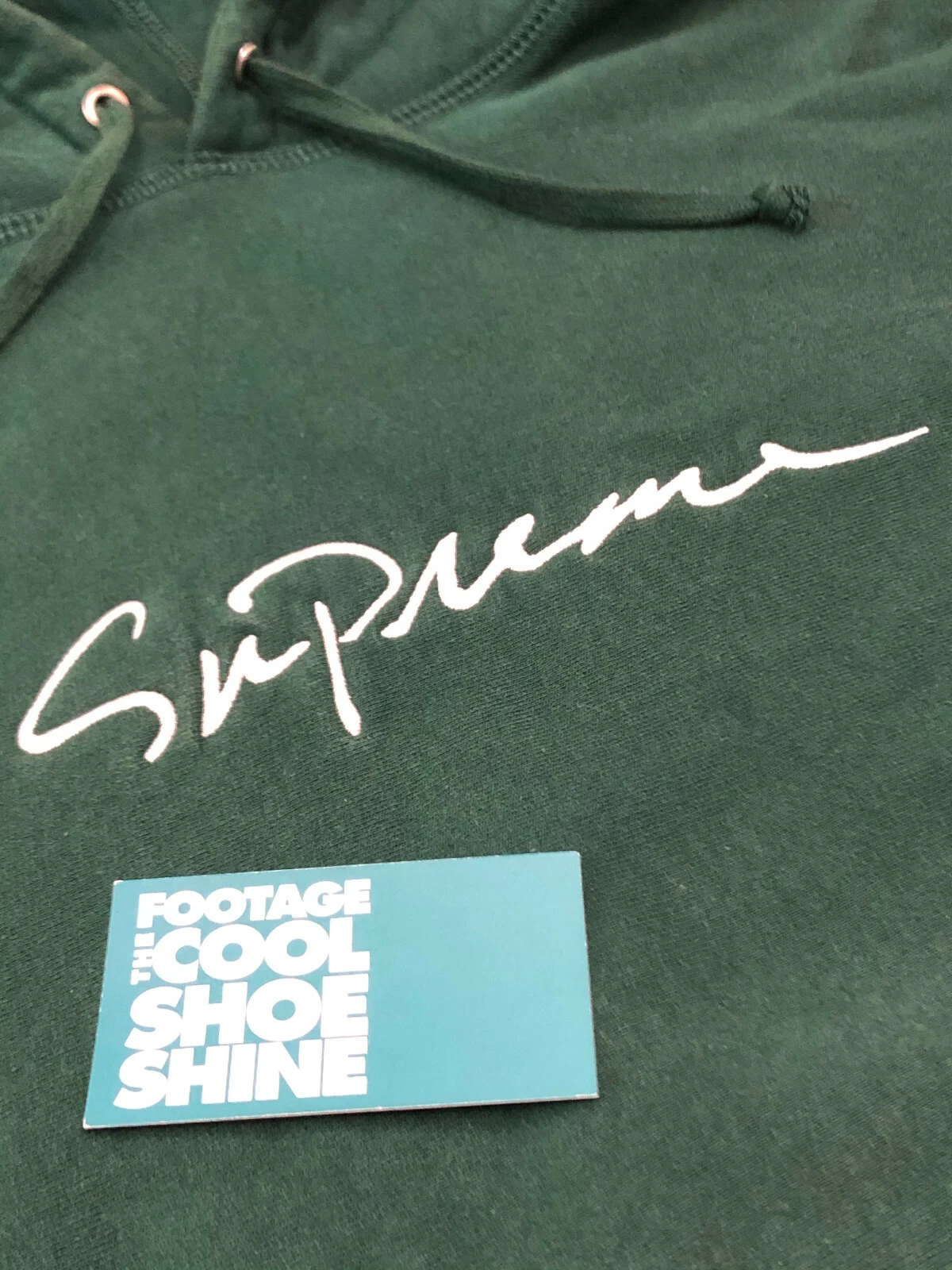 2018 FW18 SUPREME CLASSIC SCRIPT BOITE LOGO SWEAT SHIRT À CAPUCHE VERT FONCÉ BLANC S