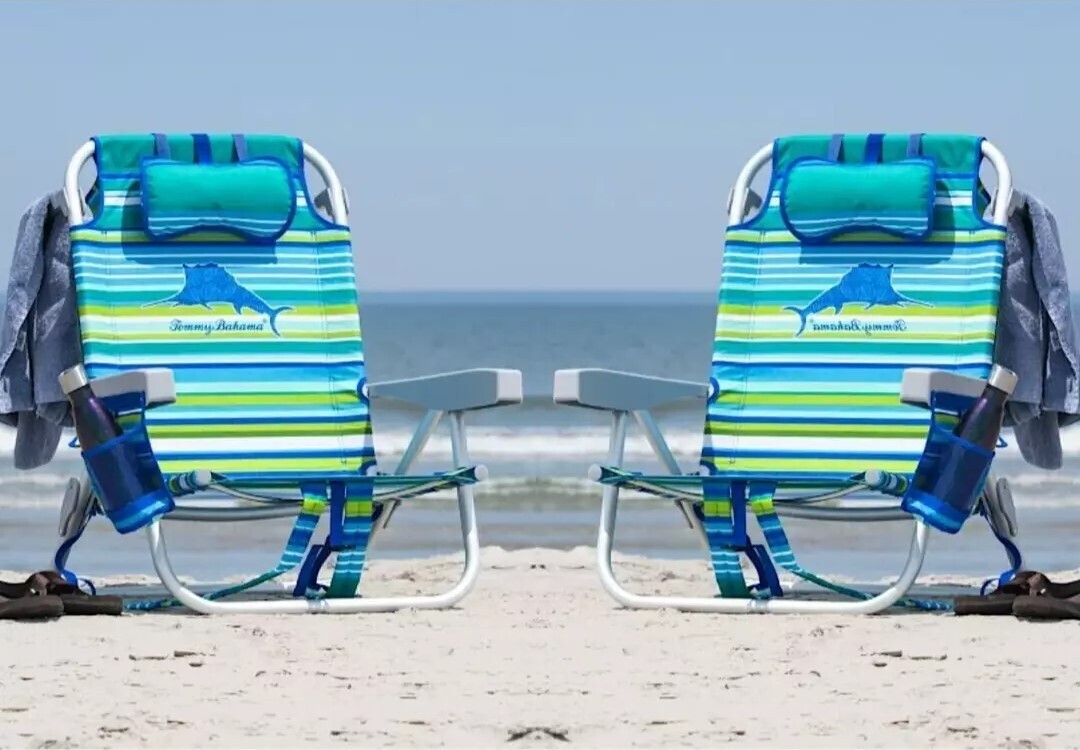 Tommy Bahama Backpack Beach Chair Pack Aqua Stripes
