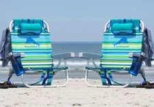 Tommy Bahama Backpack Beach Chair 2 Pack  Aqua Stripes