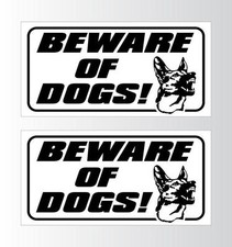 Set of 2 Plastic Beware of Dog German Sherpherd Signs 12"x6" Warning Signs BLACK