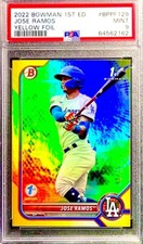 2022 BOWMAN 1ST EDITION JOSE RAMOS YELLOW FOIL REFRACTOR PARALLEL #62/75 PSA 9!