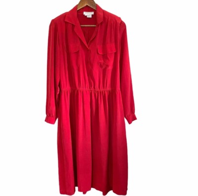 Vintage Andrea Gayle Red Button Long Sleeve Cinch Waist Midi Dress Size Medium | eBay Vintage Andrea Gayle Red Button Long Sleeve Cinch Waist Midi Dress Size Medium | eBay