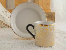 Set Caffè Tazza Pezzo Unico Maiolica Artistica Moderna Cardo D'Oro Firenze #3