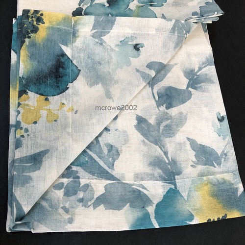 DKNY Aquarell Leinen TRANSPARENT 2 Fenster Vorhänge Paneele Floral türkis blau grau 50x84 - Bild 4 von 8
