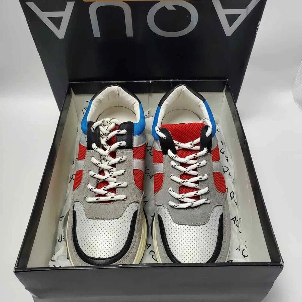 Aqua Womens AQ-IKE Multicolor Leather Lace Up Platform Sneakers Size 9.5M - Image 3 of 4